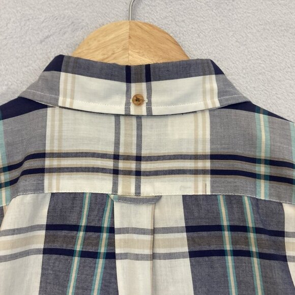 Vintage Dover Arrow Shirt Mens Large Long Blue Plaid Nautical Anchor Preppy 90s - Picture 10 of 12